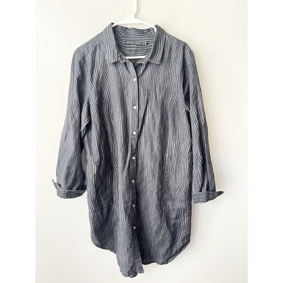 GUDRUN SJODEN Midi Linen Cotton Pockets Loose Langenlook Size Large Tunic Top - Picture 1 of 8